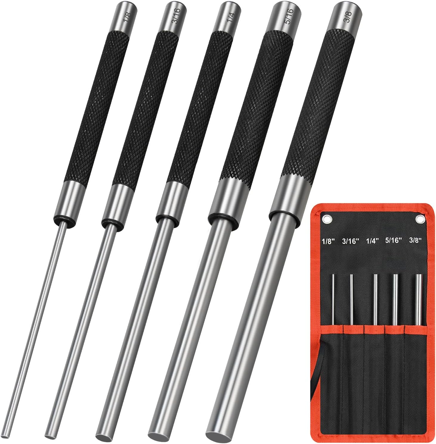 Pin Punch Set. 9pcs 1/16 - 5/16 Removing Repair Tools with Storage Pouch. Great for Automotive. Watch Repair. Jewelry and Craft(9pcs Pin Punch)